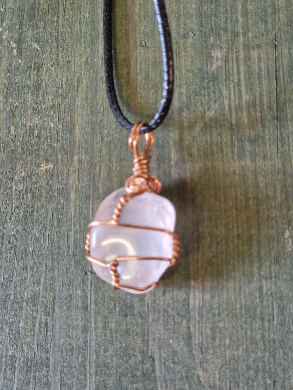 ROSE QUARTZ COPPER PENDANT